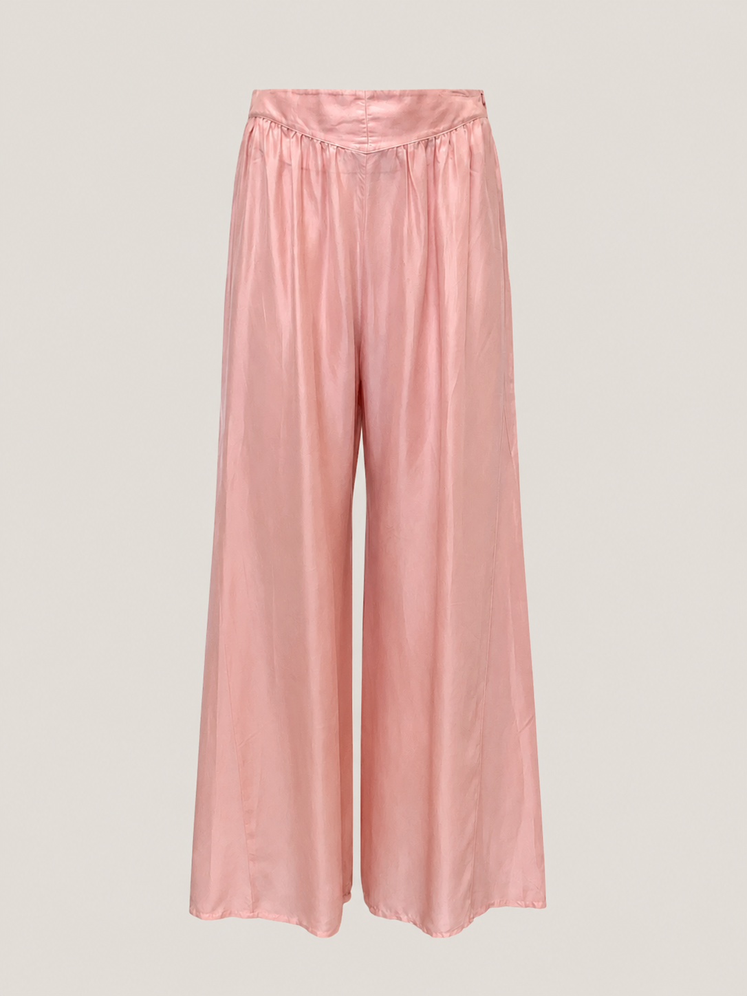 Roze zijde pantalon hoge taille wijd uitlopend