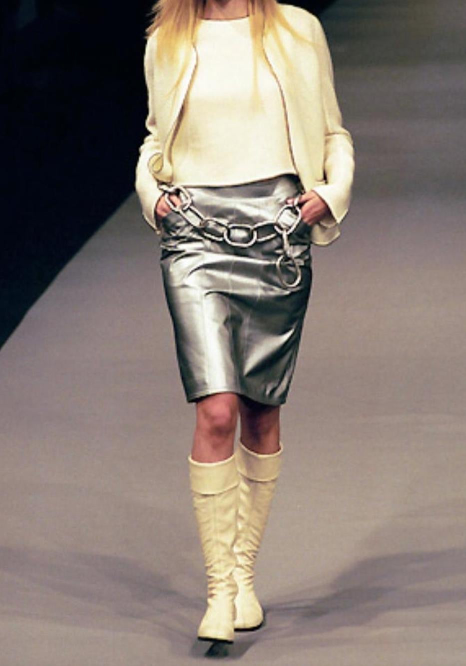 Chanel zilveren rok van lamsleer (runway item)