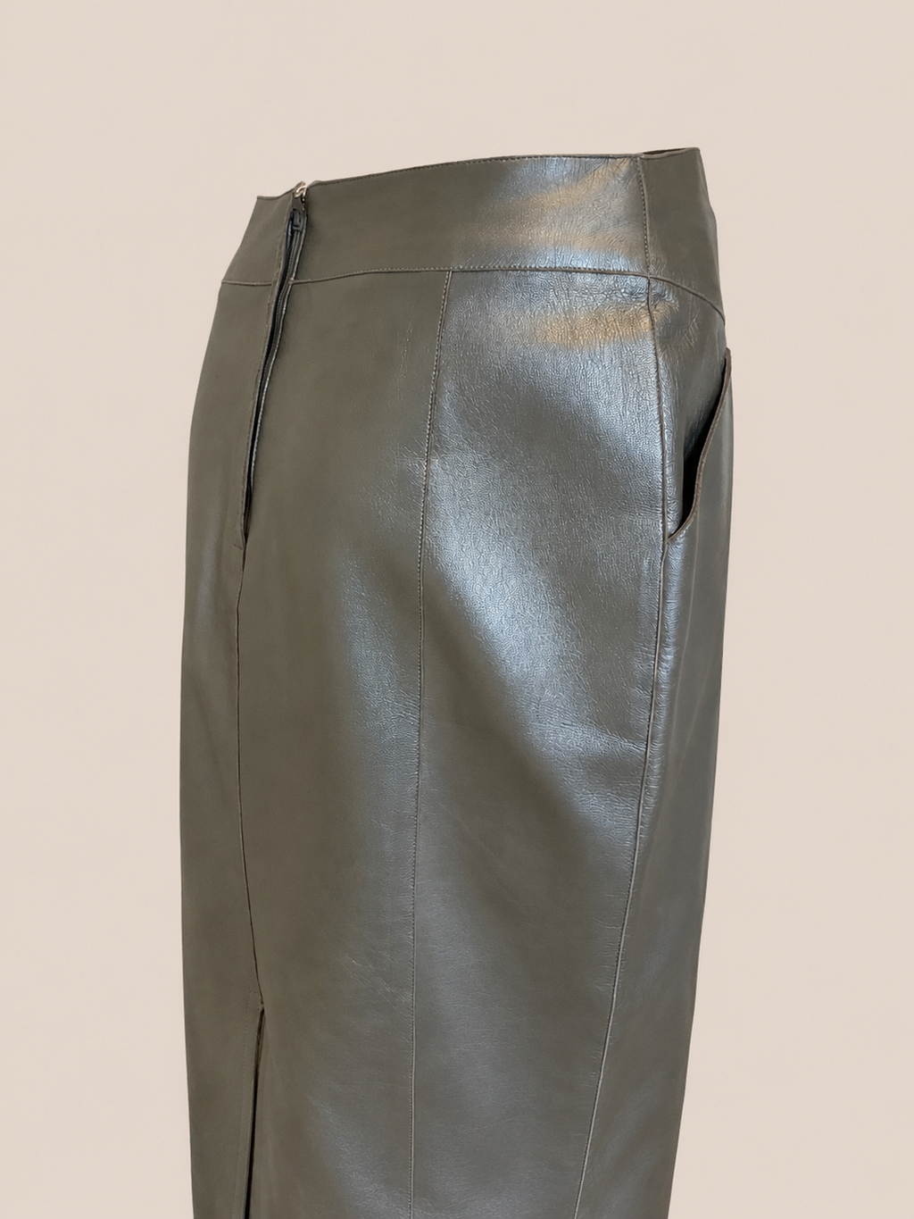 Chanel zilveren rok van lamsleer (runway item)