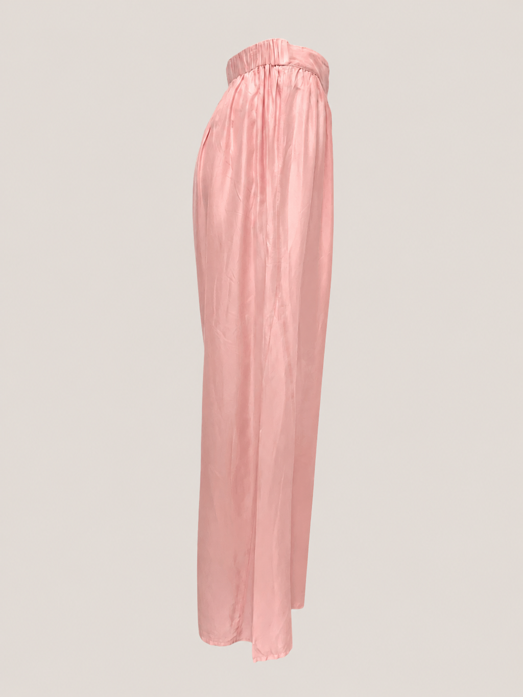 Roze zijde pantalon hoge taille wijd uitlopend