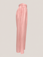 Roze zijde pantalon hoge taille wijd uitlopend