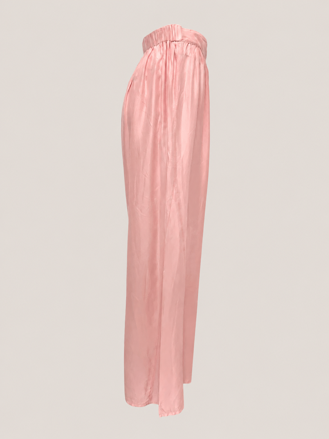 Roze zijde pantalon hoge taille wijd uitlopend