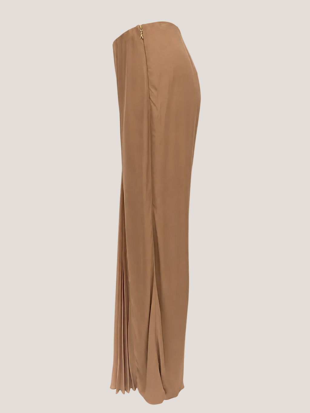 Pantalon met plissee panelen zandkleurig