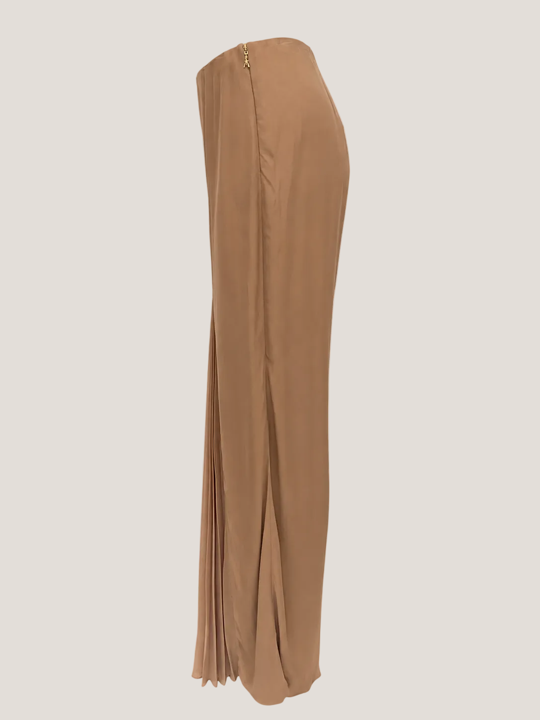 Pantalon met plissee panelen zandkleurig