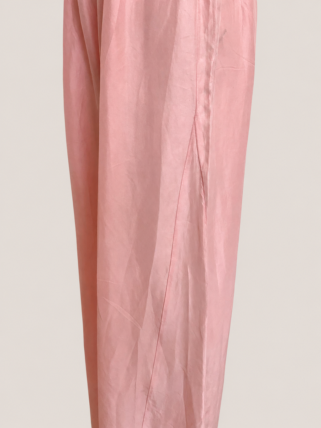 Roze zijde pantalon hoge taille wijd uitlopend