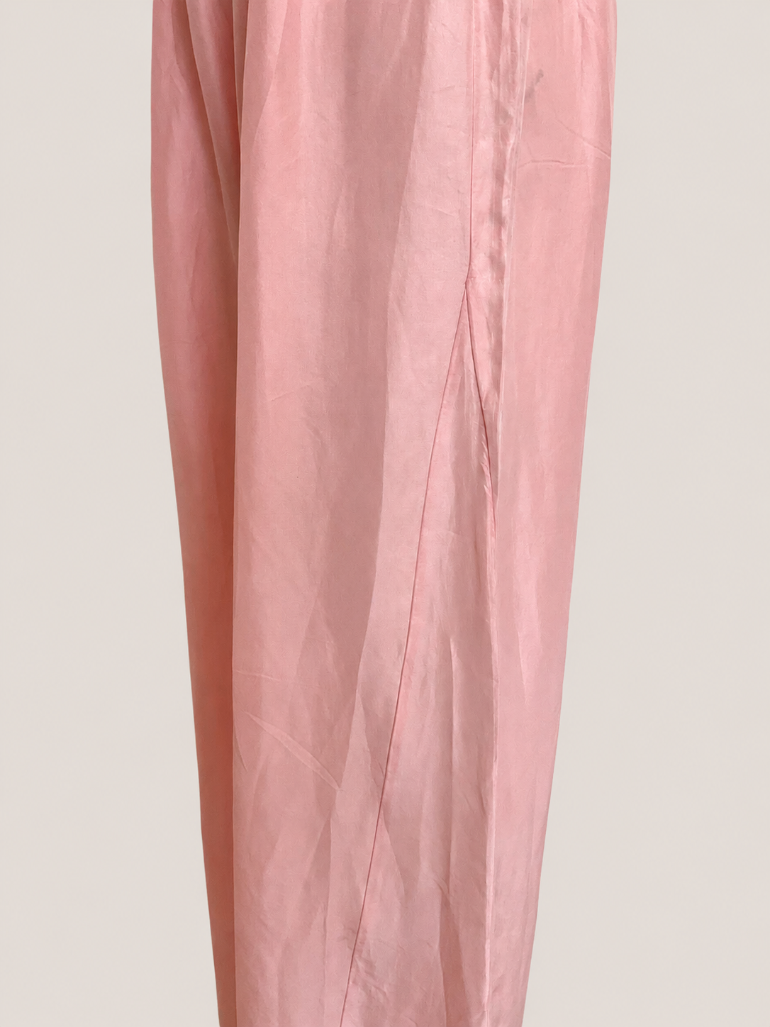 Roze zijde pantalon hoge taille wijd uitlopend