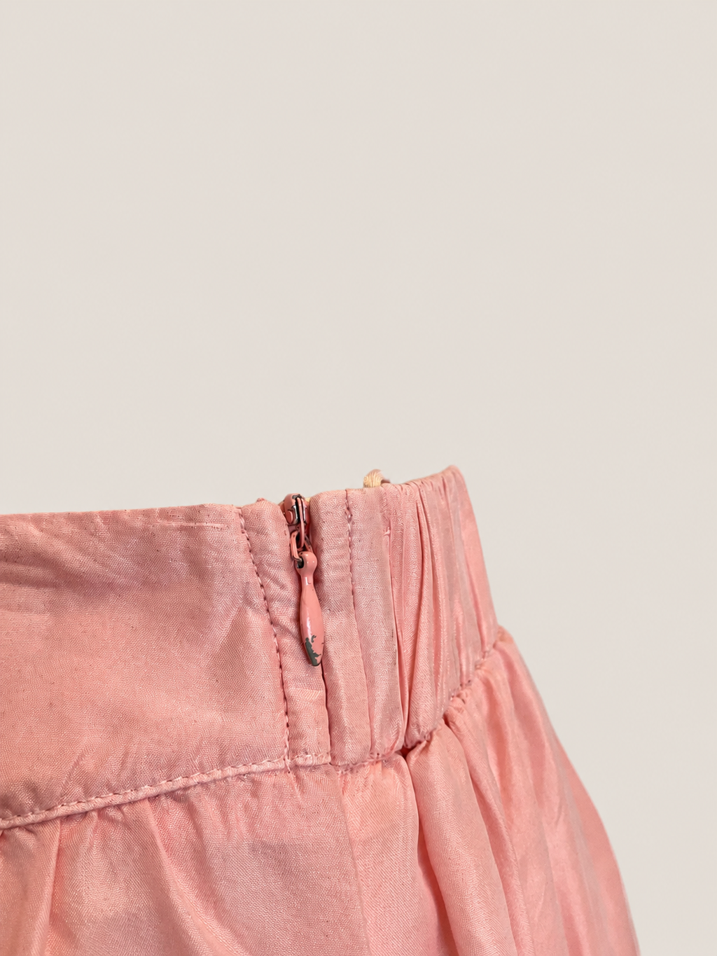 Roze zijde pantalon hoge taille wijd uitlopend