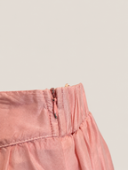 Roze zijde pantalon hoge taille wijd uitlopend