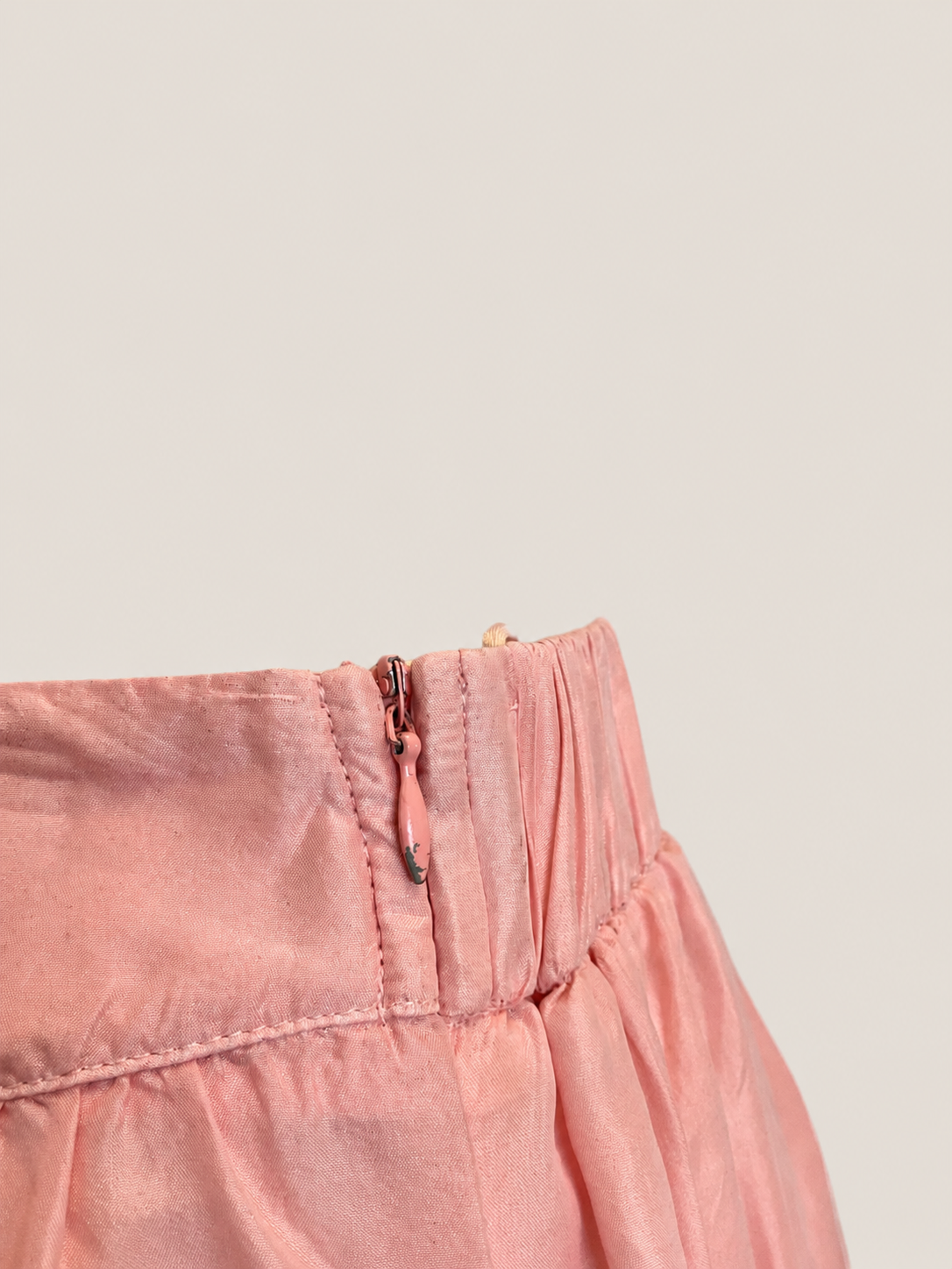 Roze zijde pantalon hoge taille wijd uitlopend