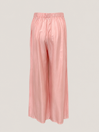 Roze zijde pantalon hoge taille wijd uitlopend