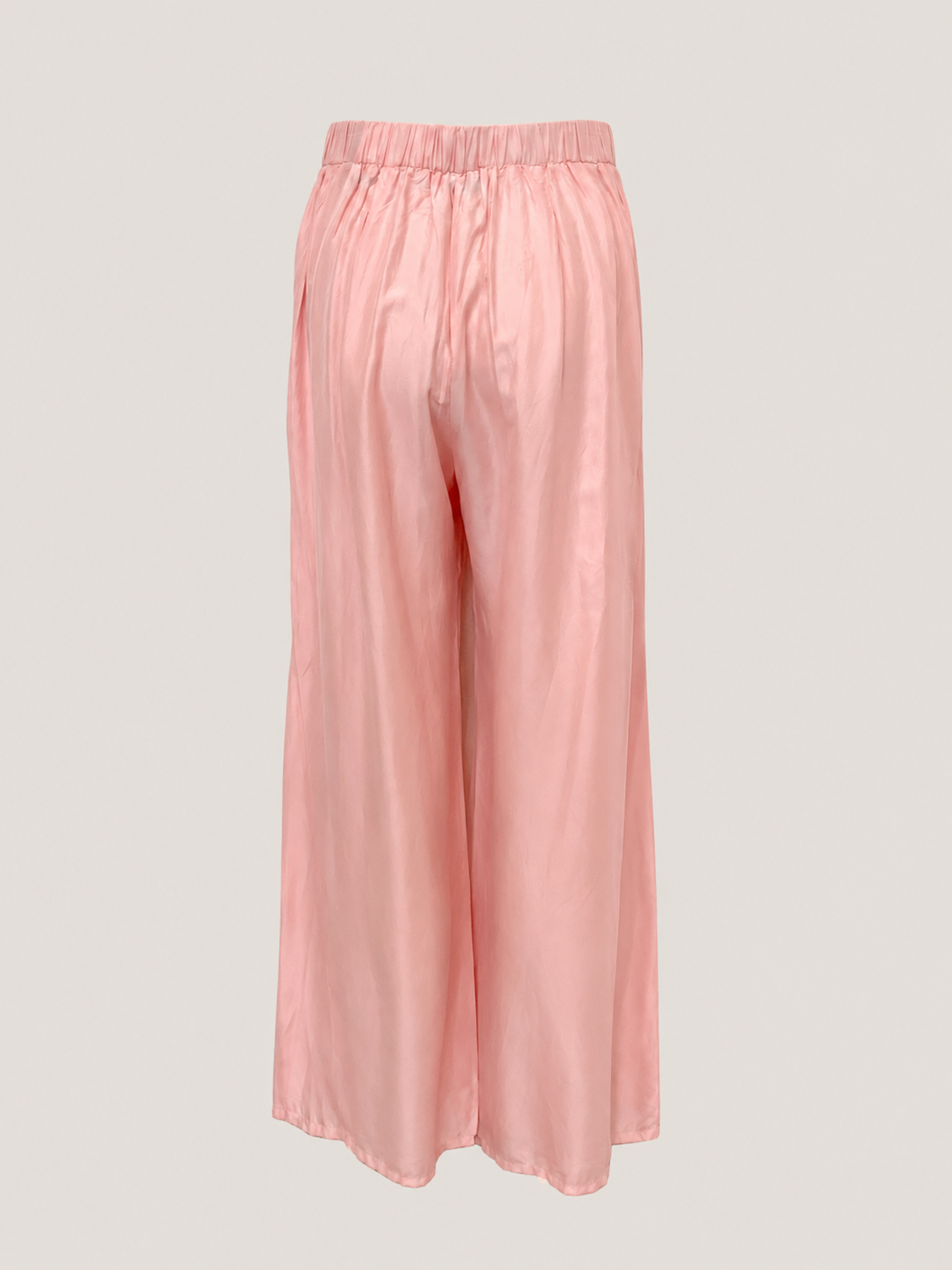 Roze zijde pantalon hoge taille wijd uitlopend