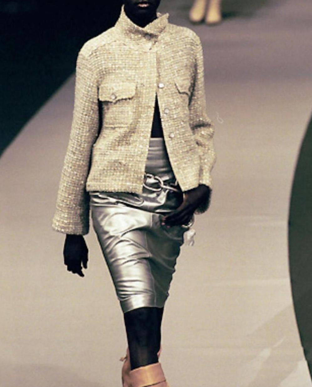 Chanel zilveren rok van lamsleer (runway item)
