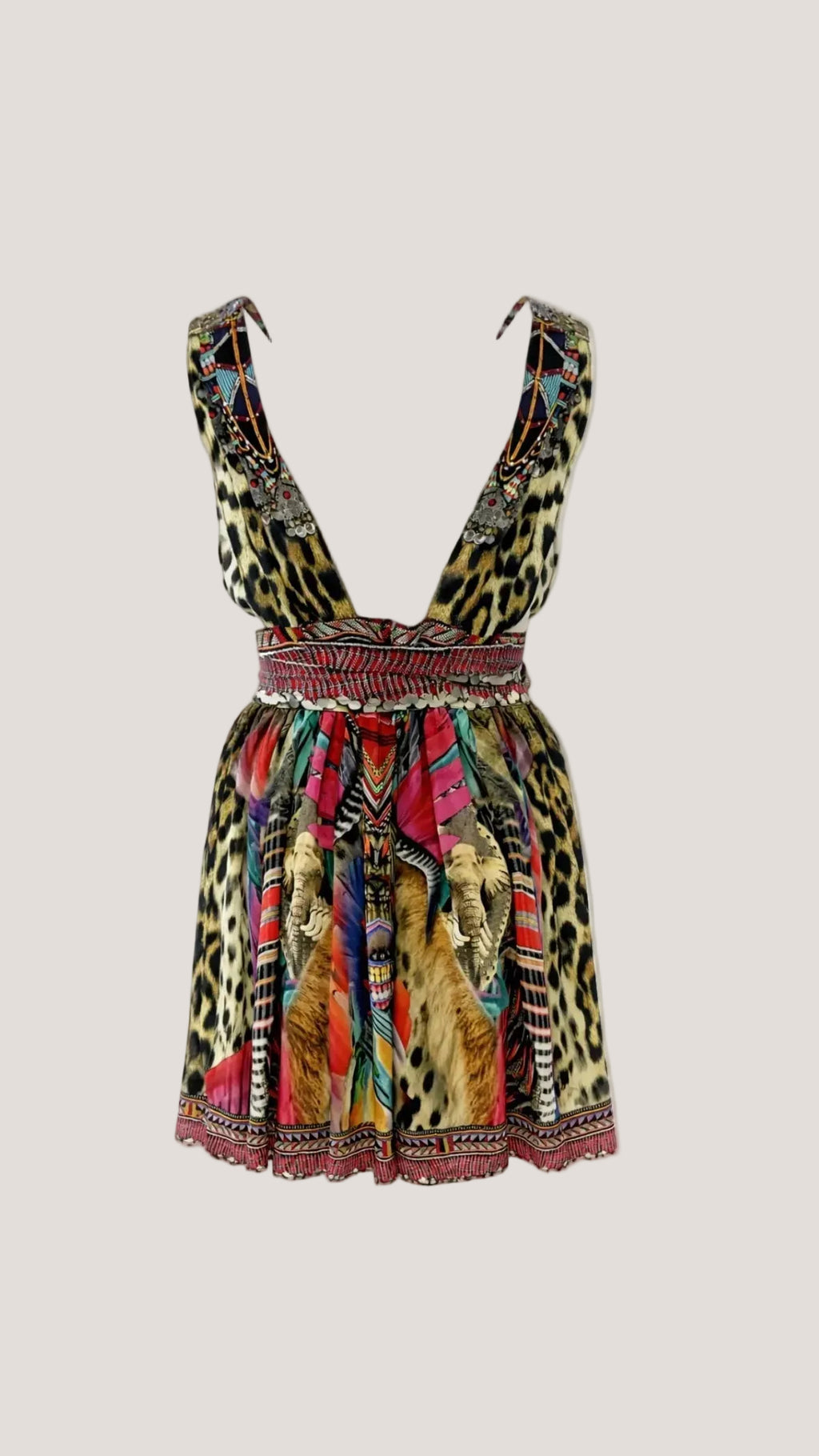 Camilla Franks kleurrijke zijden bohemian top/mini dress met Swarovksi kristallen