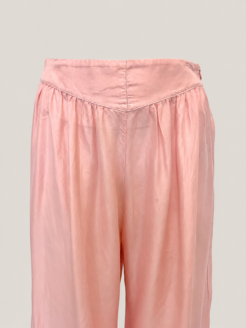 Roze zijde pantalon hoge taille wijd uitlopend