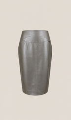 Chanel zilveren rok van lamsleer (runway item)