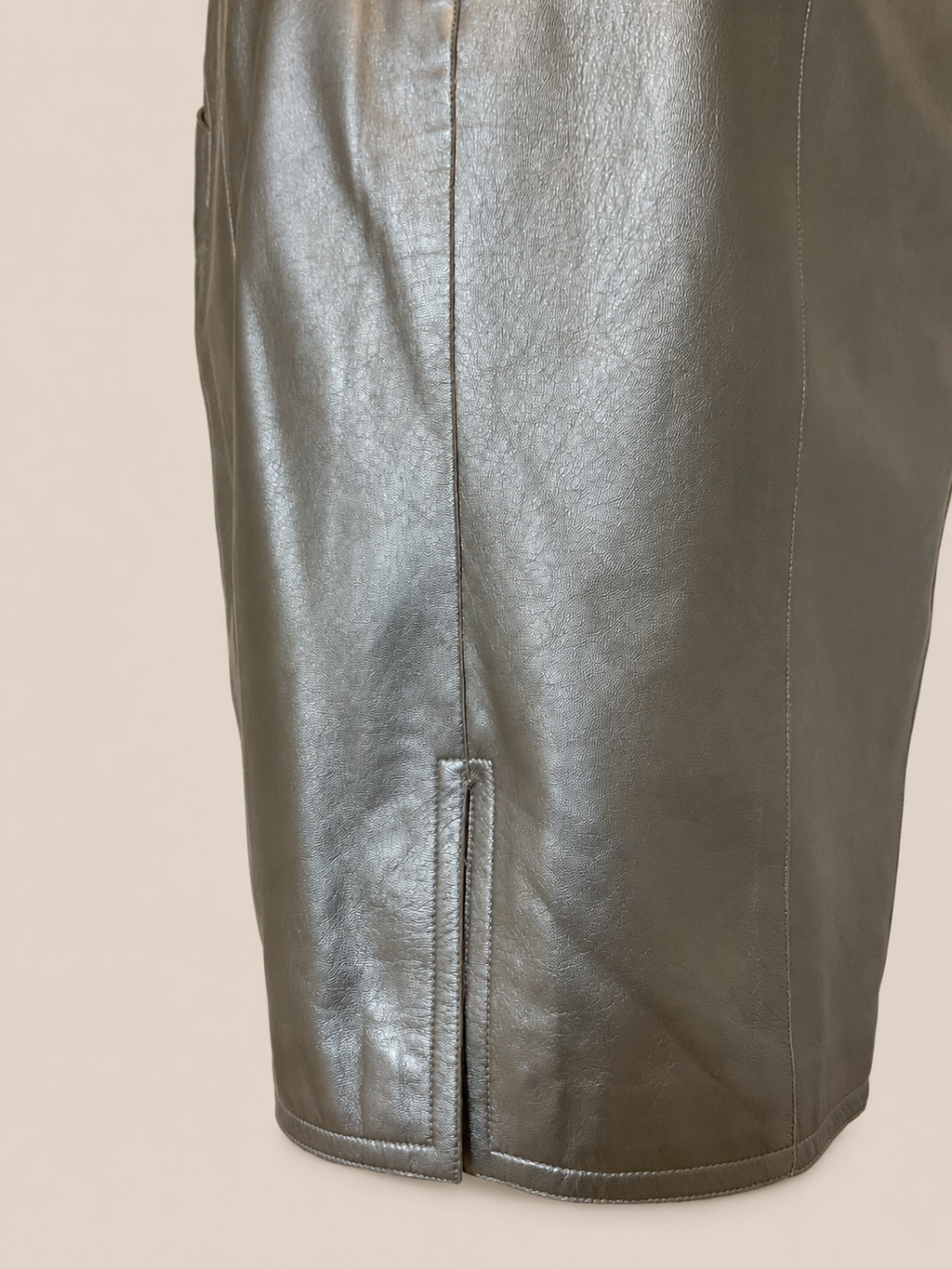 Chanel zilveren rok van lamsleer (runway item)