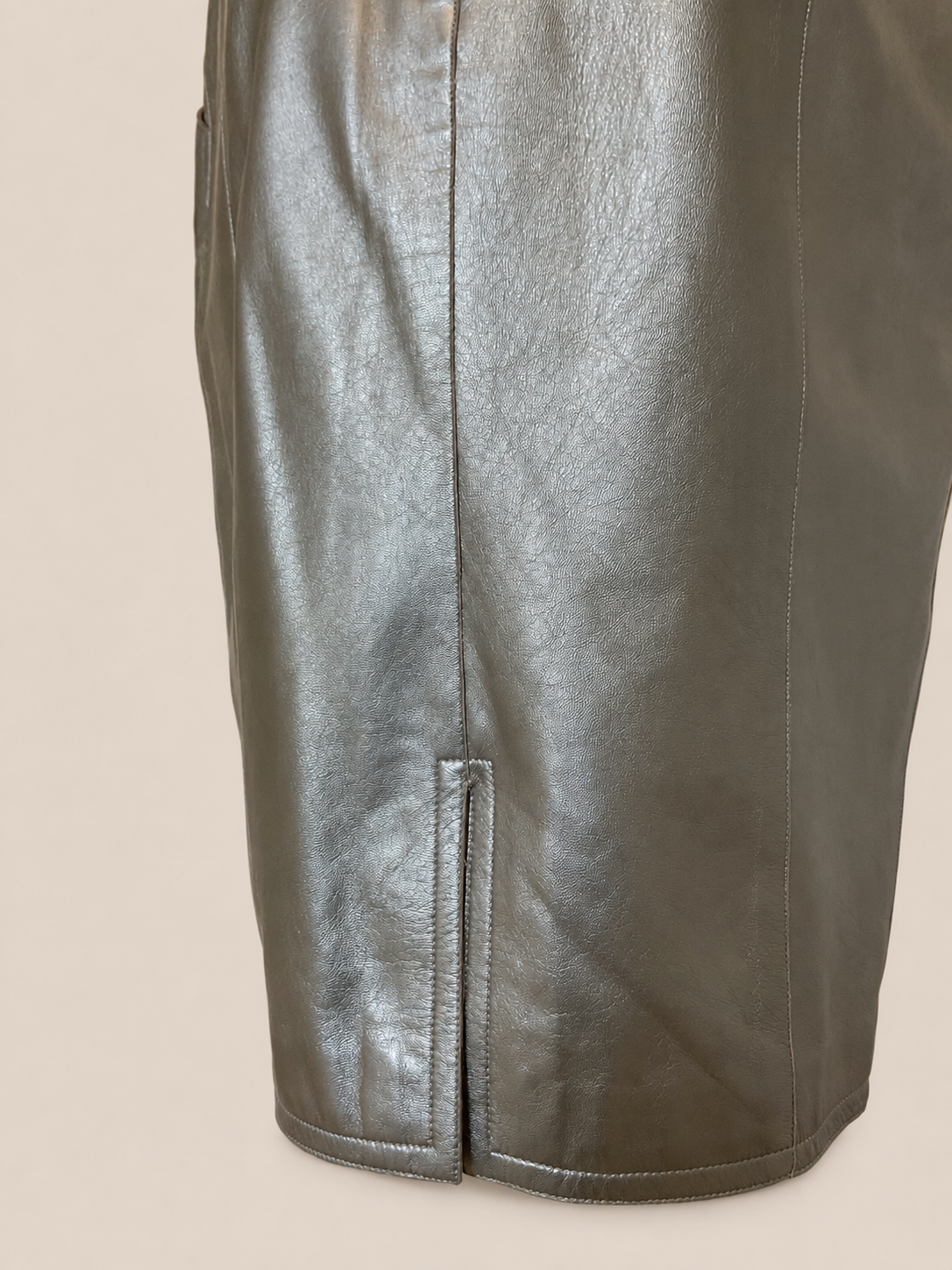 Chanel zilveren rok van lamsleer (runway item)