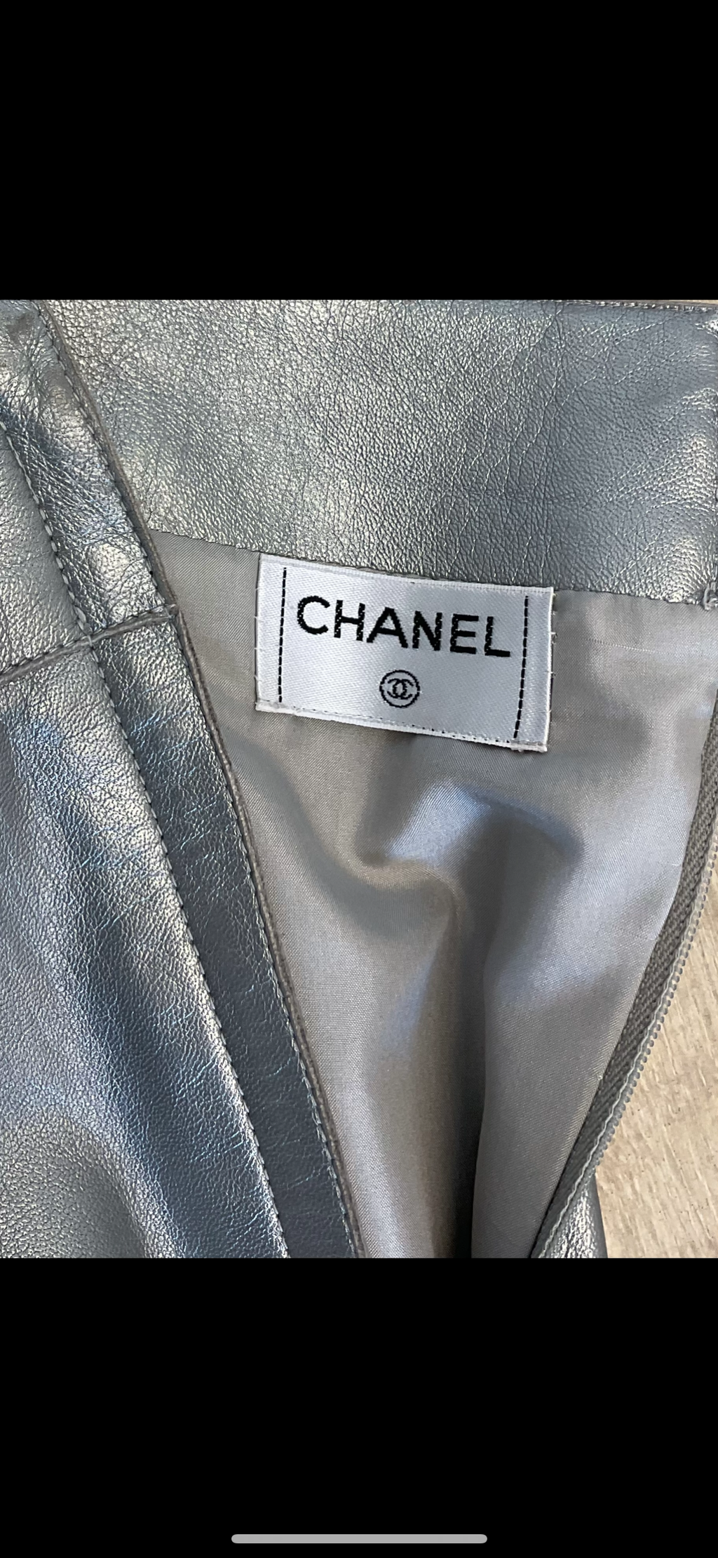 Chanel zilveren rok van lamsleer (runway item)