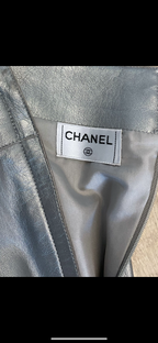 Chanel zilveren rok van lamsleer (runway item)