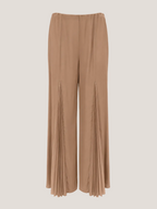 Pantalon met plissee panelen zandkleurig