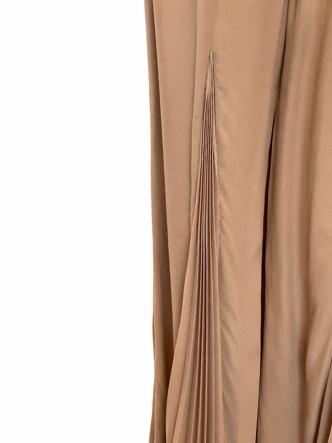 Pantalon met plissee panelen zandkleurig