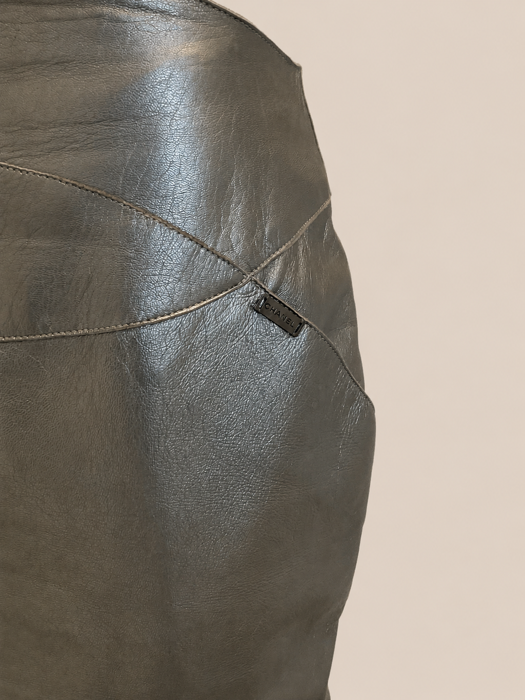 Chanel zilveren rok van lamsleer (runway item)