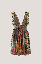 Camilla Franks kleurrijke zijden bohemian top/mini dress met Swarovksi kristallen